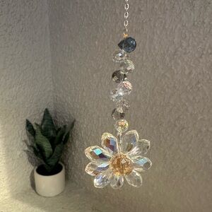Aurora Borealis Crystal Beaded Flower Sun Catcher